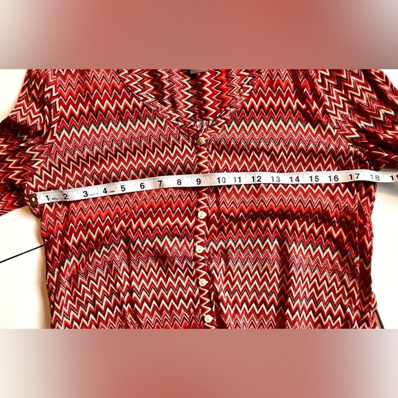 Lucky Brand Live in Love Women’s Chevron Patterned Red Blouse Size Small - Picture 6 of 12